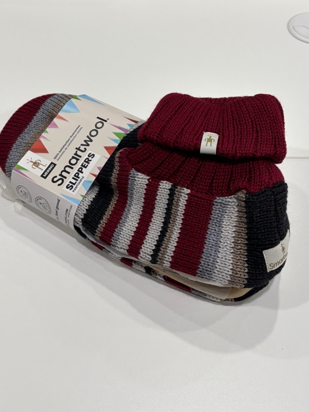 SmartWool Men's XL Hudson Trail Pattern Slippers Red Stripes NWT Cabincore Camp